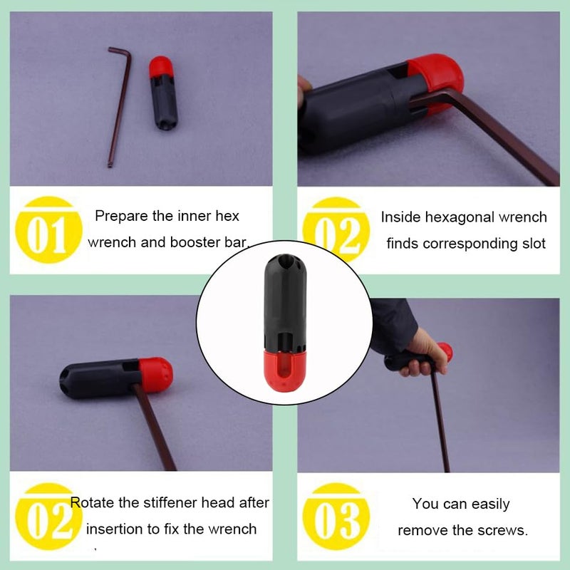 TorSor 3 Pack Hex Key Auxiliary Handle Grip Hexagon Allen Wrench Extension Rod Finger Saver Helping T-Handle Adapter for Allen Wrench Set  Arm Ball End Hex Key Set Long - Image 3